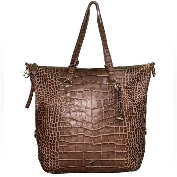 Brahmin Delaney Taupe Savannah Leather Shoulder Bag Crossbody Tote NWOT - Picture 2 of 14